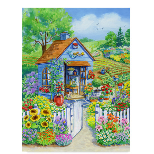 Trademark Art 'Garden Shed Blue' Acrylic Painting Print on Wrapped